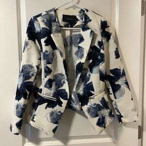Women's Blue and White Floral Jacket